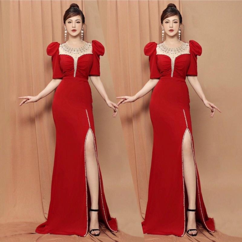 Đầm dạ hội xẻ tà trẻ trung, cao cấp sang trọng, màu đỏ, màu đen, màu trắng đẹp nhất 2022