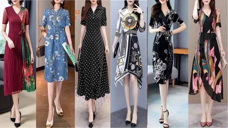 Top 100 Đầm Trung Niên Quảng Châu đẹp U40, U50 cao cấp - Xu hướng thời trang trung niên 2021