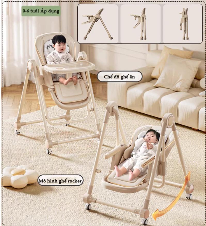Ghế Ăn Dặm Đa Năng 2 Trong 1 – Vừa Là Ghế Ăn, Vừa Là Bập Bênh Rocker | Dành Cho Bé 0 – 6 Tuổi