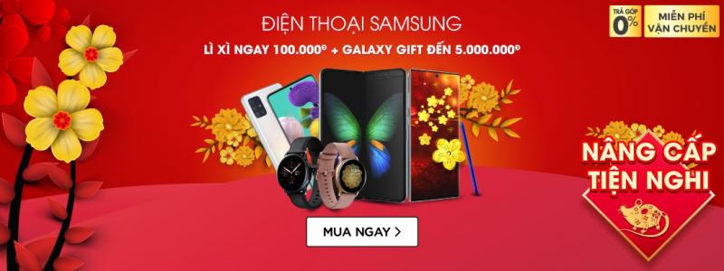 Điện thoại Samsung - Lì xì ngay 100K + Galaxy gift đến 5 Triệu đồng.