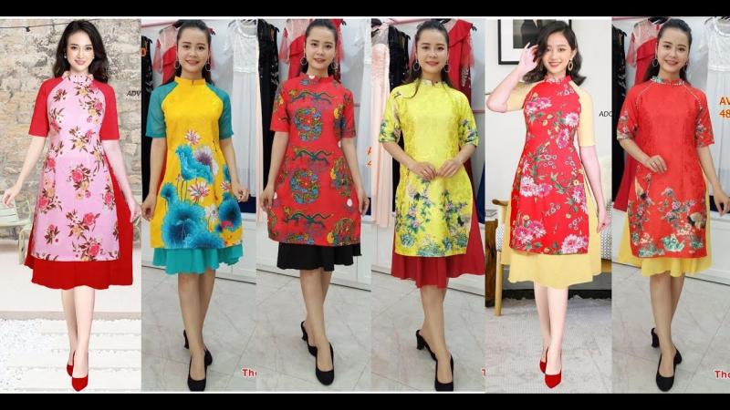 Áo dài cách tân nữ đep 2020-2021 chân váy trung niên tphcm, Hà Nội