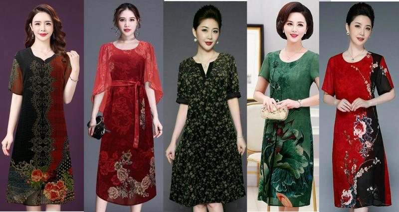 Top 9 Đầm Suông trung niên u50 dài đẹp chữ A, cao cấp sang trong 2021 tphcm, Hà Nội
