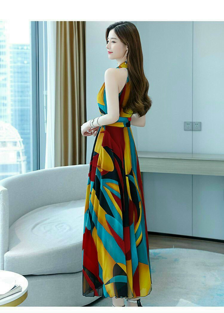 ĐẦM MAXI CỔ ĐẮP CHÉO CAO CẤP XINH XẮN-HN1147
