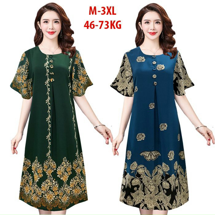 ĐẦM SUÔNG TAY CÁNH TIÊN ĐÍNH 5 NÚT IN HỌA TIẾT  CAO CẤP-HN1152