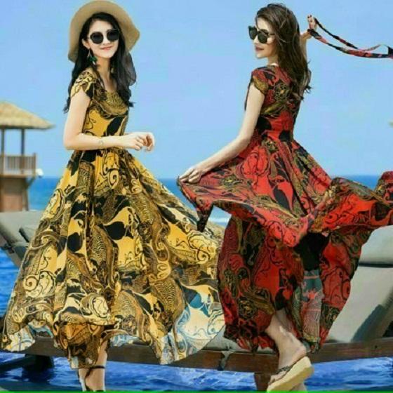 ĐẦM MAXI HỌA TIẾT DÁNG DÀI CAO CẤP QUYẾN RŨ- DN020