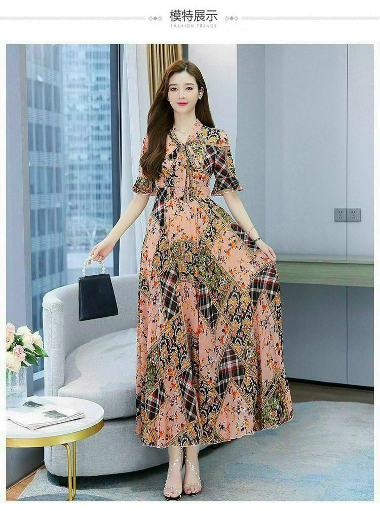 ĐẦM MAXI HỌA TIẾT DÁNG DÀI CAO CẤP SANG CHẢNH-HN1150